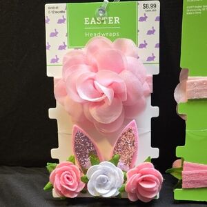 Easter Floral Baby Headwrap Set - Pink and White